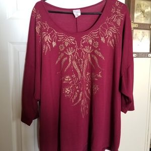 Maroon and gold decorative top